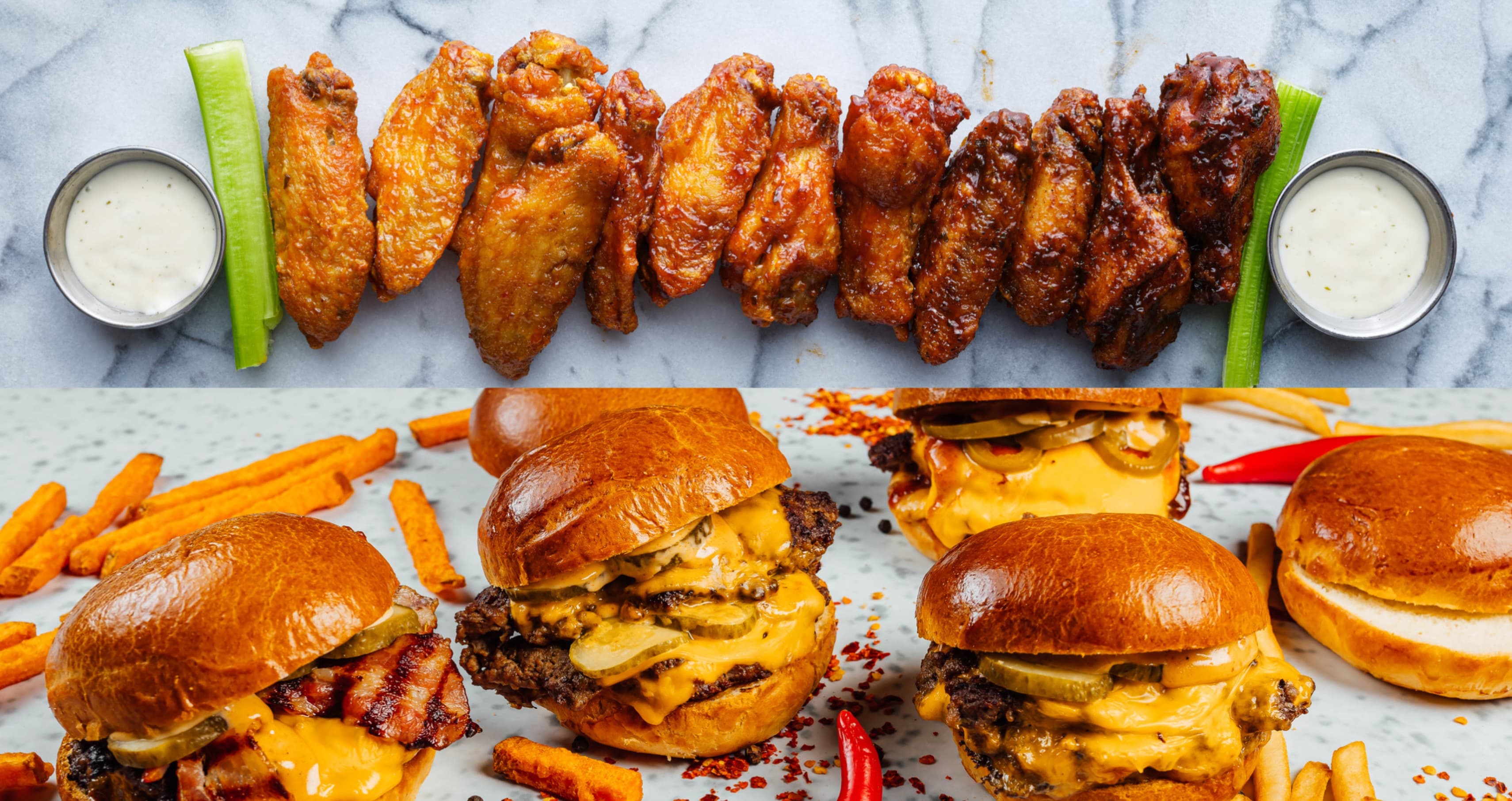 Wings and loaded fries platter